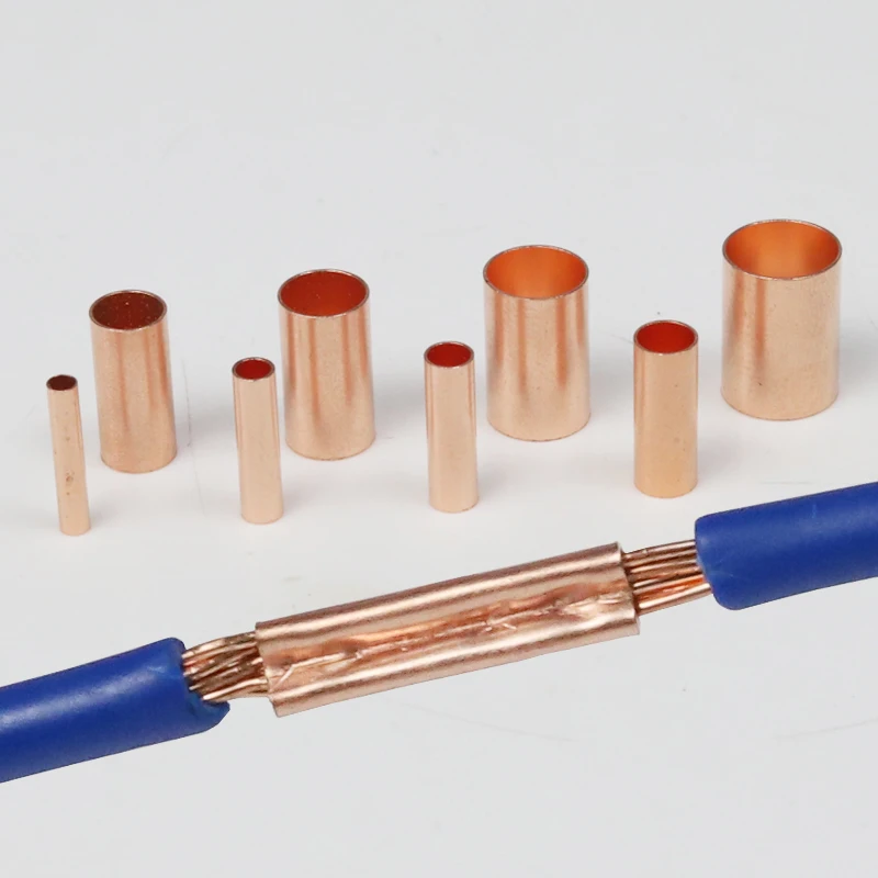 100PC 1/1.5/2.5/4/5/6/10/16/25/35mm2 Copper Connecting Pipe Wire Joint GT Small Copper Tube Wire Connector Cold Pressed Terminal wire connectors terminal connector soldering terminal