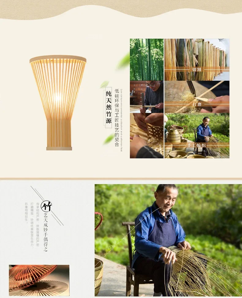 Vue rapprochée de l’abat-jour en bambou