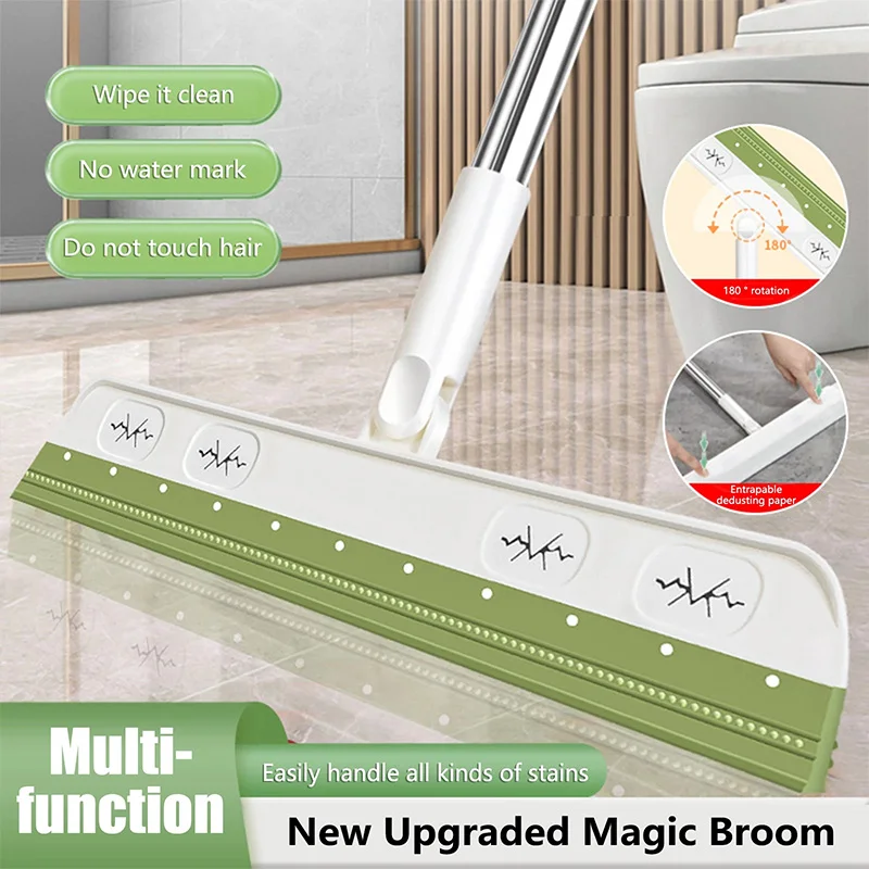 

1 PC Magic Silicone Broom Lengthen Floor Cleaning Squeegee Pet Hair Dust Brooms Bathroom Floor Wiper Household Cleaning Tools