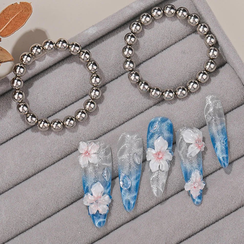 20Beads Ring Cat Eyes Magnet Water Ripple Design Magnetic Round Ball for Manicure 3D Design Cat Eyes Gel Polish Manicure Tools