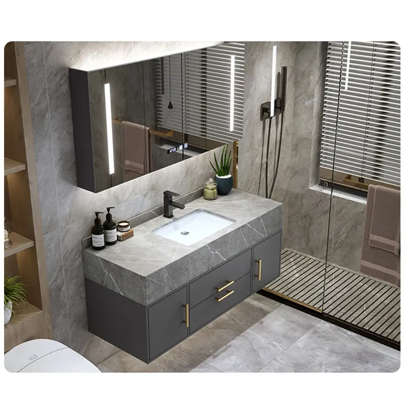 Bathroom Wall Mounted Bathroom Sink with Led Mirror