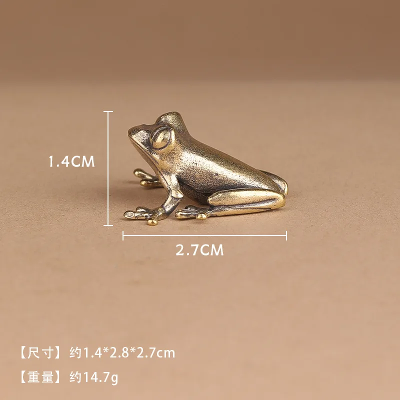 Retro Brass Mini Frog Figurines Desktop Ornament Home Decoration Crafts Tea Pet