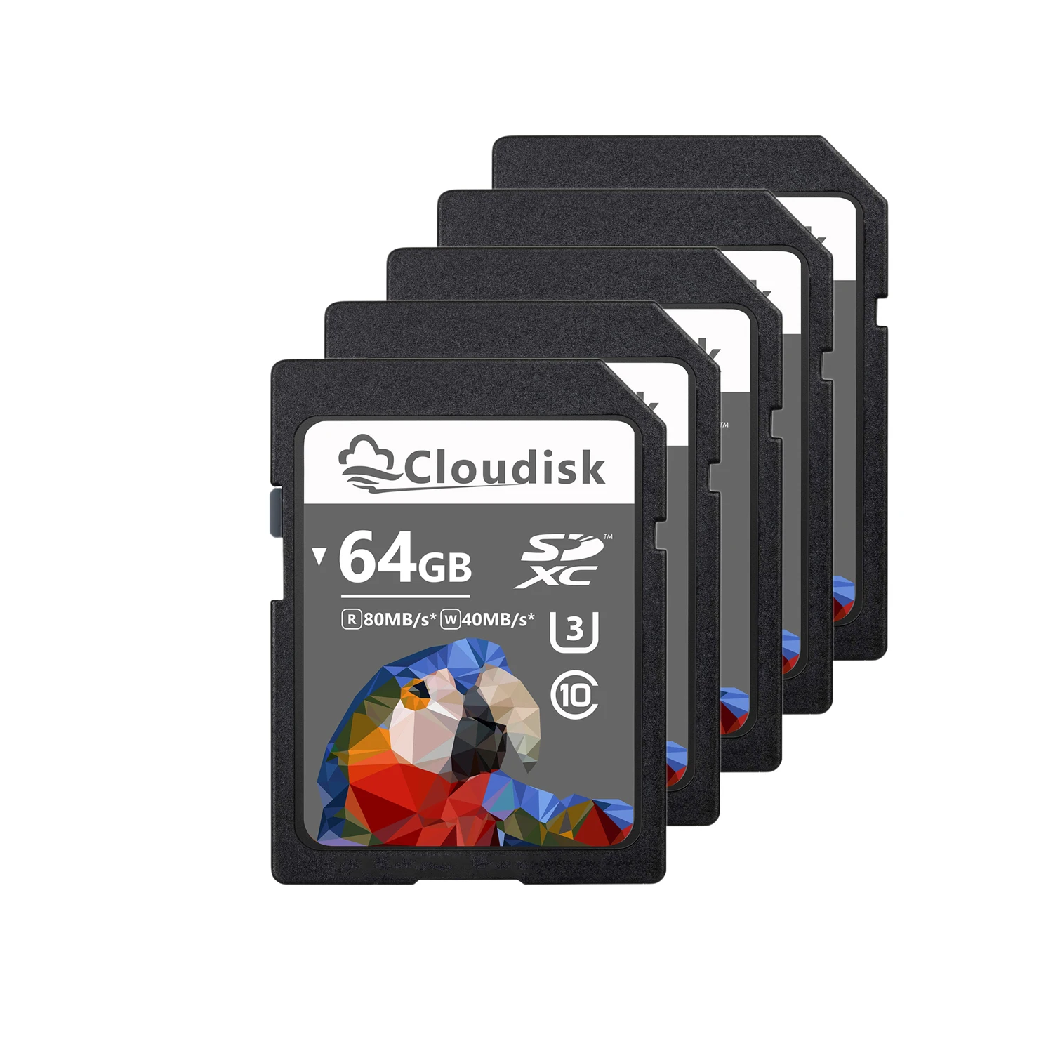 Cloudisk 5pcs SD 카드 128GB 64GB SDXC U3 V30 플래시 메모리 카드 32GB 16GB 8GB 4GB SDHC Class10 카메라 DV SLR 용
