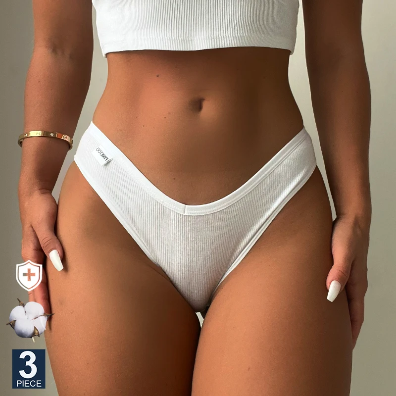 FINETOO 3PCS/Set Plus Size M-4XL Panties Women Cotton Female Underpants Sexy Panties Briefs Underwear Pantys V-Waist Lingerie