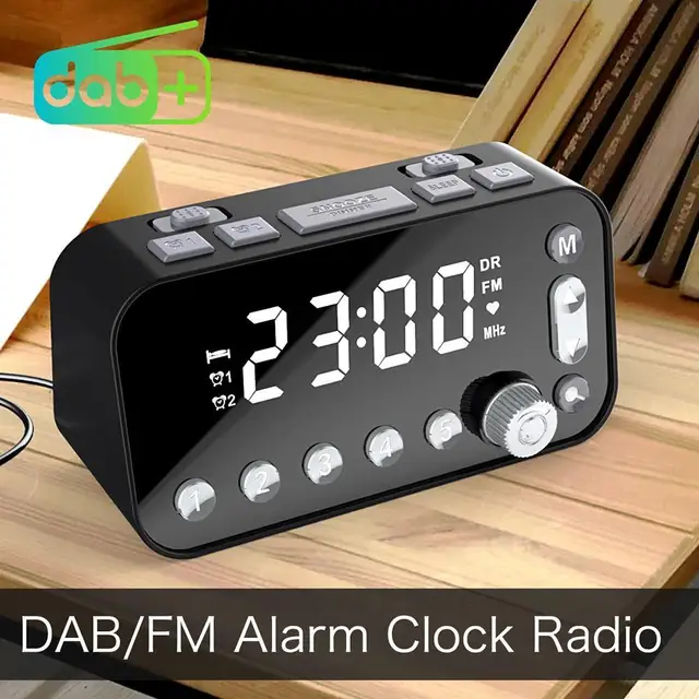 A1 Digital Desktop Alarm Clock with Dual USB Charging Port DAB FM Radio and Large LED Display for Easy Time Viewing