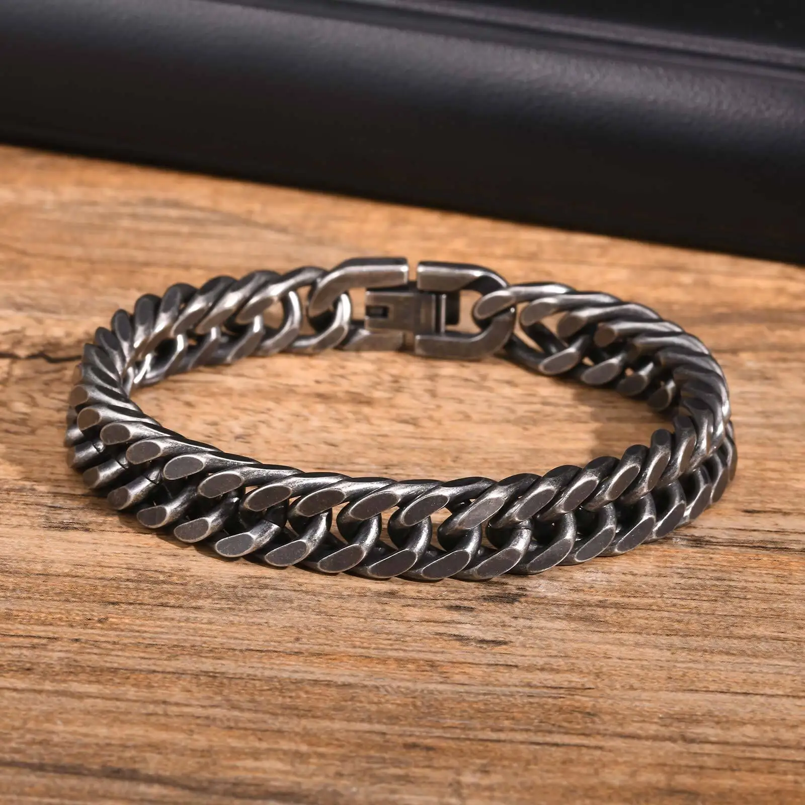 Stainless Steel Jewelry Thick Heavy Cuban Chain Men Bracelets Wristband For Dad Boyfriend Valentine's Day Gift