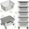 5 Tier Plastic Stackable Basket Cart with Wheels Plastic Stacking Container Bin Utility Rack for Kitchen Pantry Bathroom 2