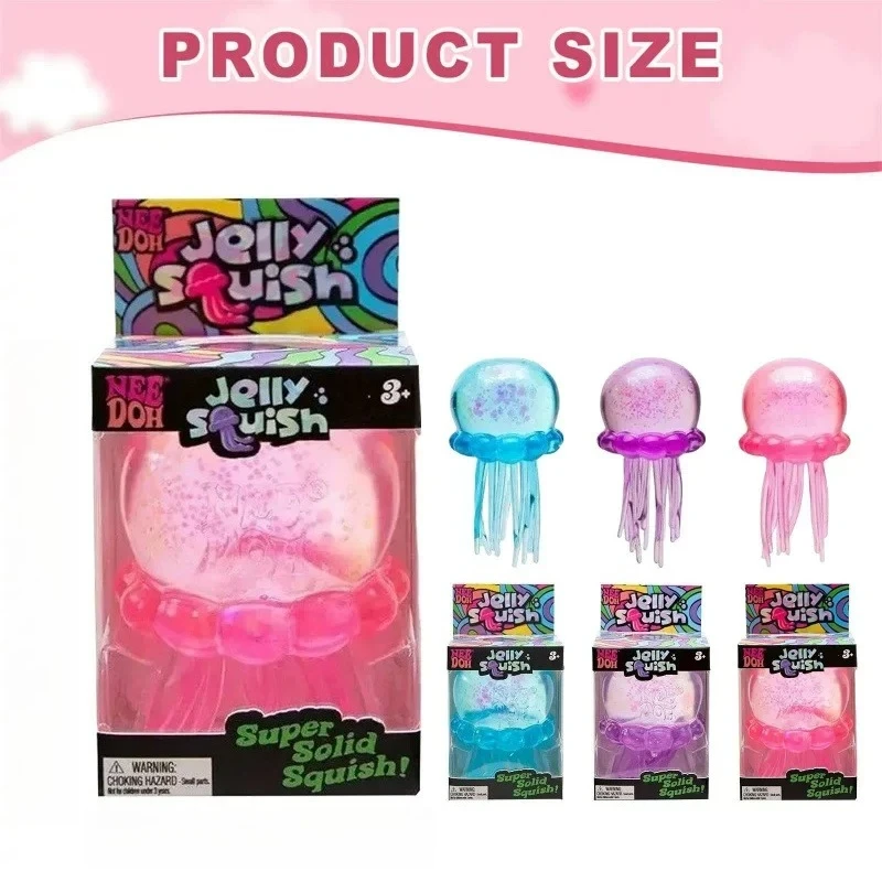 Needoh Fuzz Ball Jellyfish Squishy Blind Box Willekeurige Kleur Zacht Stressverlichtend Schattig Ontspannend Knijpspeelgoed Sensorisch Speelgoed Squishies_voghion.com