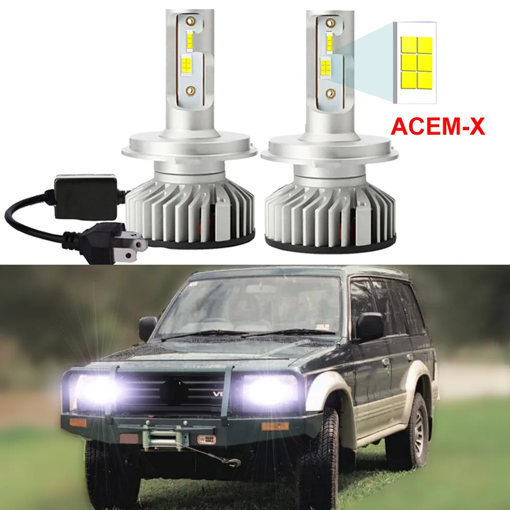 

2Pcs Car LED Headlight Bulbs For Mitsubishi Pajero Shogun Montero V20 1990-1998 High Low Beam Canbus 6500K