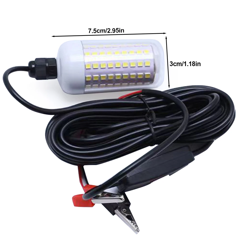 12V LED Lure Fish Finder Lamp Corrosion Resist Ultra Bright Underwater Lamp Fish Gathering Lamp for Prawns Squid Krill