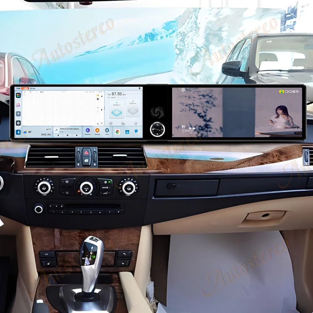 Dual Screen Android14 ID9 Car Radio Carplay Screen For BMW 5 Series E60 2003-201