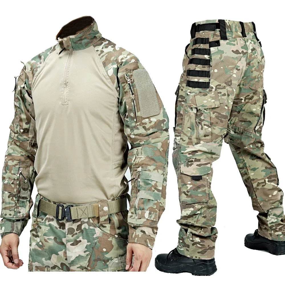 Tactical Suit Set Men Hunting Training Shirt Pants 2 Piece Sets Outdoor Uniform Camouflage Quick-dry Ripstop Clothing Hiking 4