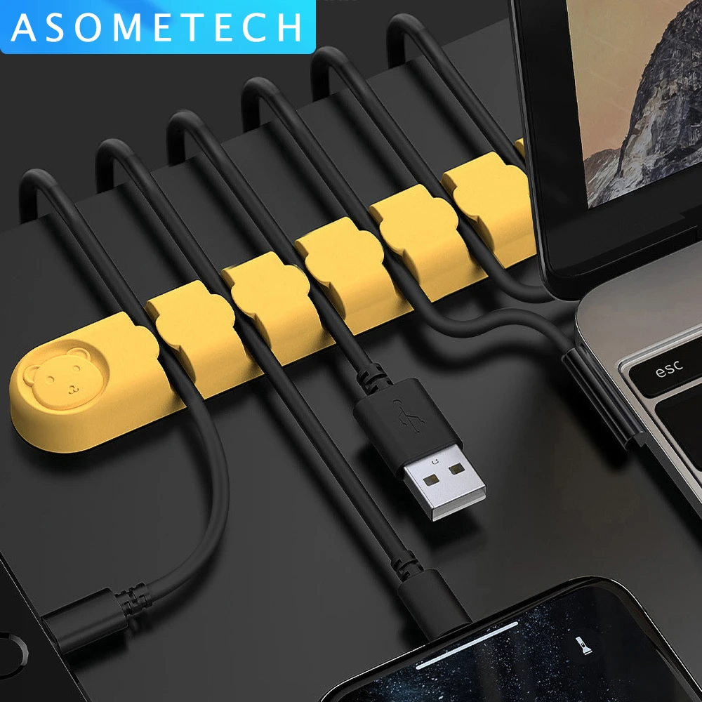  2PCS Cable Organizer Desktop Tidy Management Cable Winder Clips Silicone USB Cable Holder for Mouse Headphone Wire Organizer 