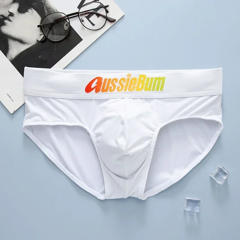 Men's briefs milk silk low waist elastic color belt comfortable U convex bag 4