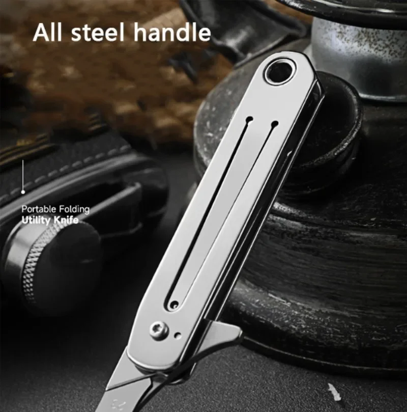High Hardness Stainless Steel Folding Surgical Knife for Outdoor Camping EDC Portable Unboxing Knife with 10pcs Blades Included 4