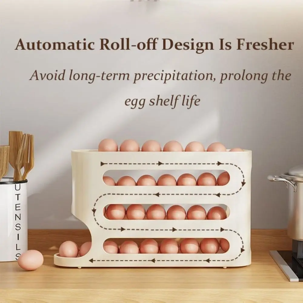 4 Layers Automatic Scrolling Egg Rack Holder Household Automatic Scrolling Egg Storage Box Large-capacity Dispenser