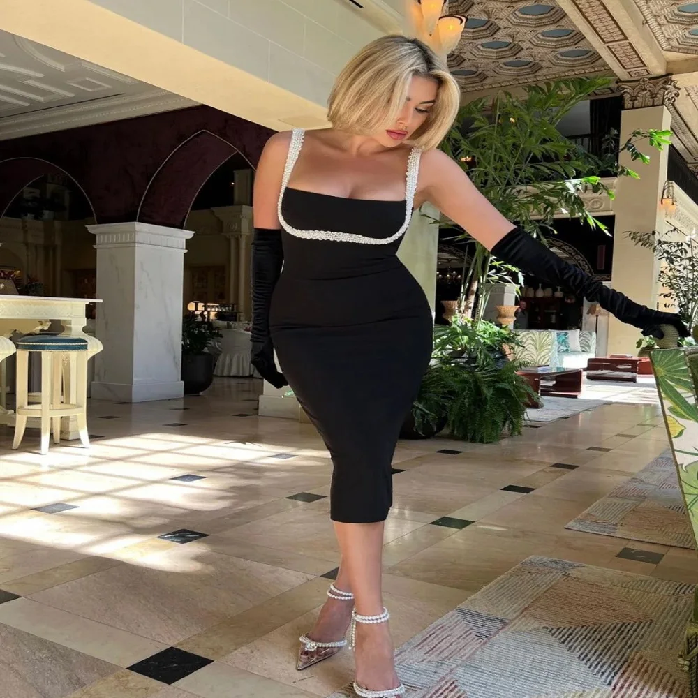 

Лето 2023, Лидер продаж, международная торговля, высококачественное элегантное женское платье на бретелях с жемчугом, Сексуальное Милое и острые бандажные платья, короткий стиль
