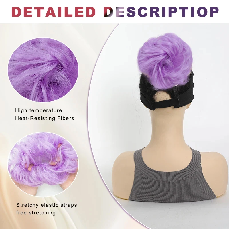 LUPU Large Messy Bun Hair Piece Wavy Curly Scrunchies Synthetic Chignon Ponytail Hair Extensions Thick Updo Hairpieces For Women
