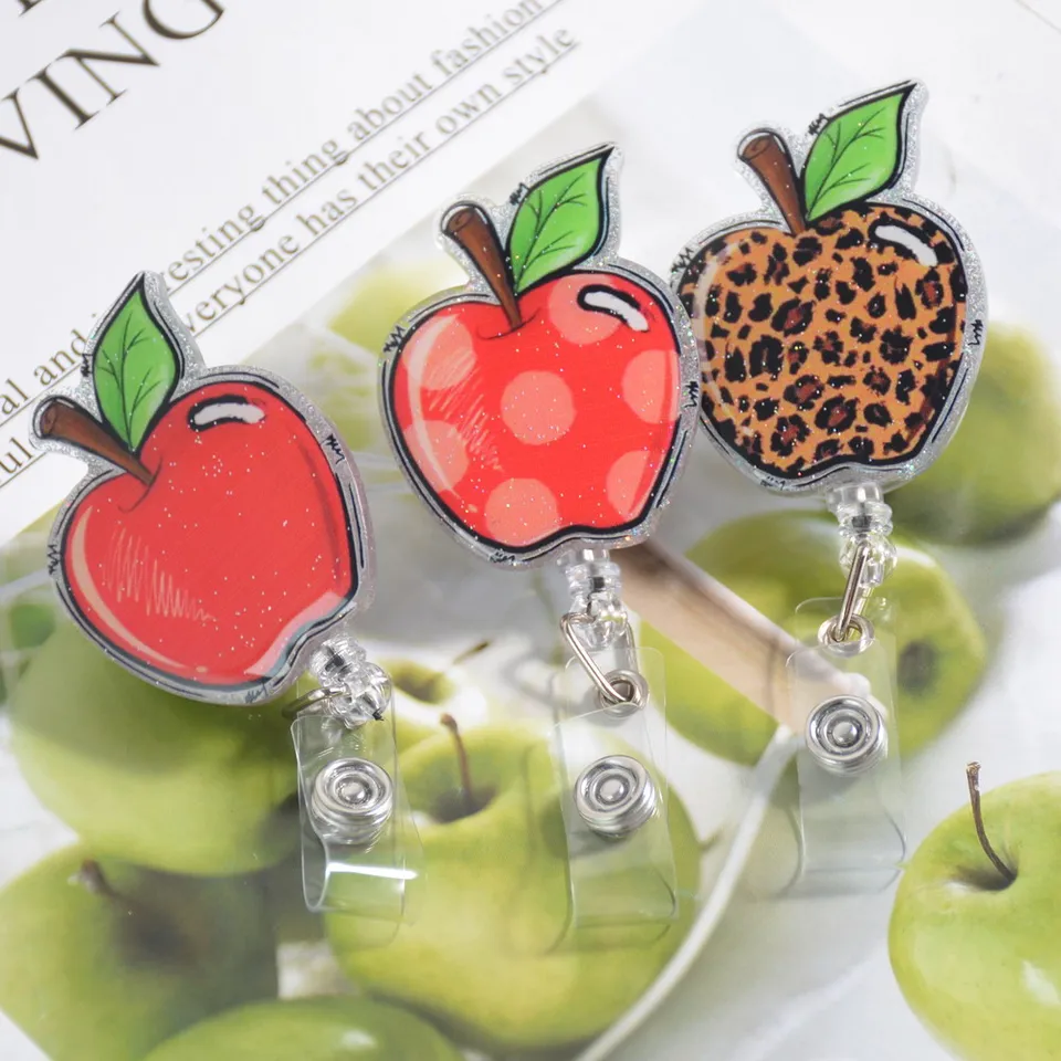 1pc Cute Teacher Personalized Leopard Hand Painted Apple Badge