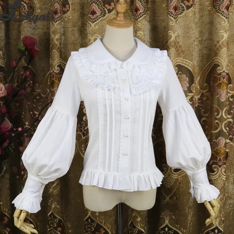 Vintage Long Bishop Sleeve Shirt Peter Pan Collar Lolita Blouse lolita blouses