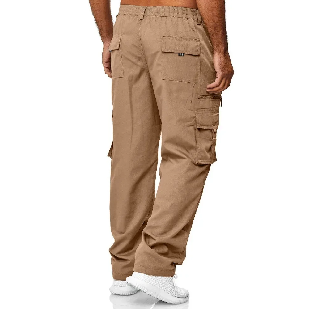 Multi-pocket Loose Men's Pants Casual Straight-leg Cargo Pants Men for Gym Solid Color All-match and Comfortable Pants for Men