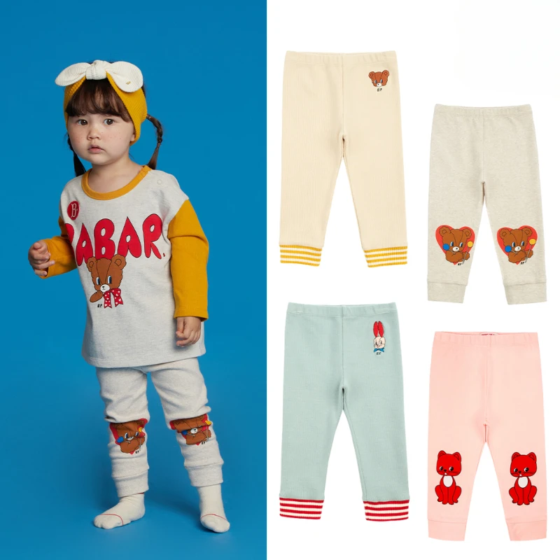 

Bebe Store (In stock) 베베베베 2022 autumn children's leg-tied bear stretch leggings pants