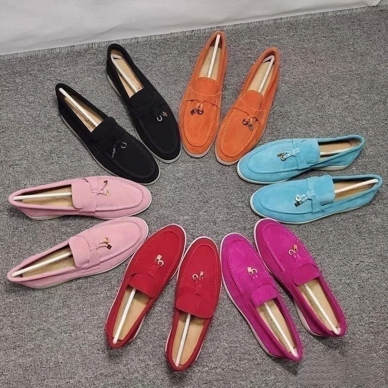 

All Season Europe Style Chic Women High Quality Cow Suede Leather Slip-on Flat Shoes Casual Comfortable Loafers BY881