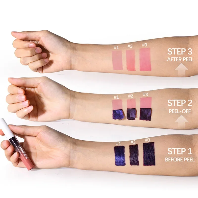 Lip Makeup Tint Stain Metallic Tear-Off Matte Lip Stain Tattoo Dyed Lip Tint Peel-Off Liquid Lipstick Waterproof Lasting No Fading Gloss Cosmetics