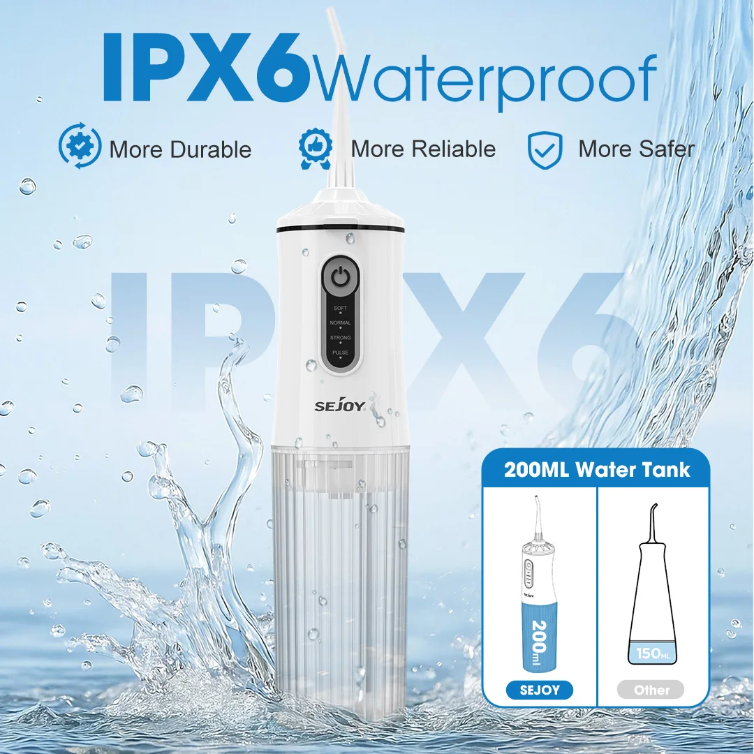 Sejoy H13 Water Dental Flosser Portable 4 Modes Rechargeable Oral Irrigator Waterproof IPX6 for Home : 3 - 5 Days Free Delivery Only UK