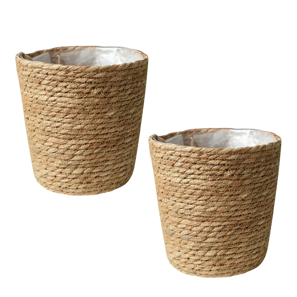 

2Pcs Woven Seagrass Baskets Durable Planter Cover Useful Storage Baskets