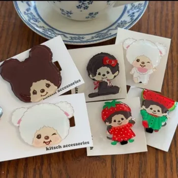 Fermagli per Capelli Kawaii Monchhichi, Graziose Mollette con Personaggi Anime Giapponesi, Accessori per Capelli per Ragazze e Donne