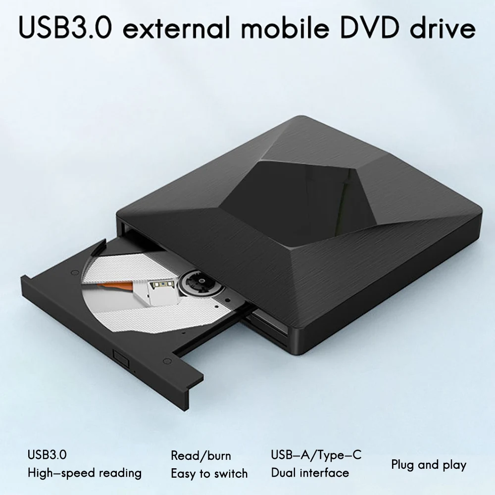 ORICO 버너 USB 3.0 외장 CD DVD 범용 드라이브, 휴대용 USB C 타입 모바일 광학 드라이브 CD DVD 버너