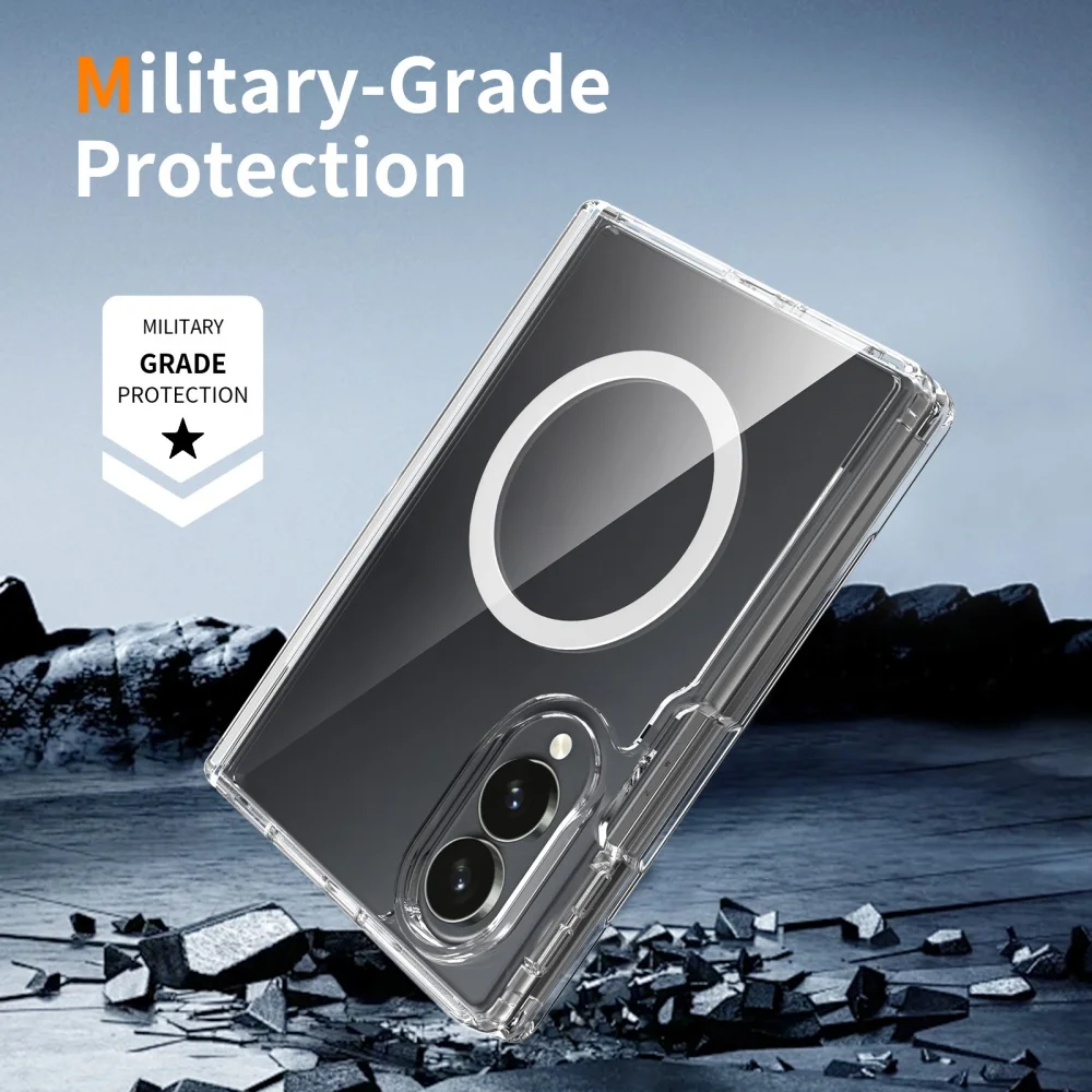 Transparent Magnetic Shockproof Case with Clear Acrylic Bumper Cover