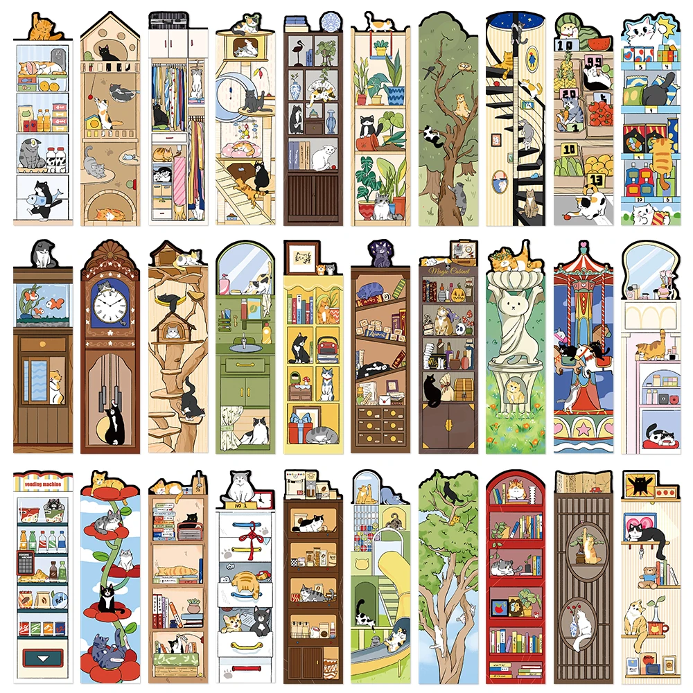 30 stücke katze lesezeichen cartoon schrank dekoration lesen buch kennzeichnung student kreative geschenk DIY papier karte seite marker lesezeichen – Detail 2