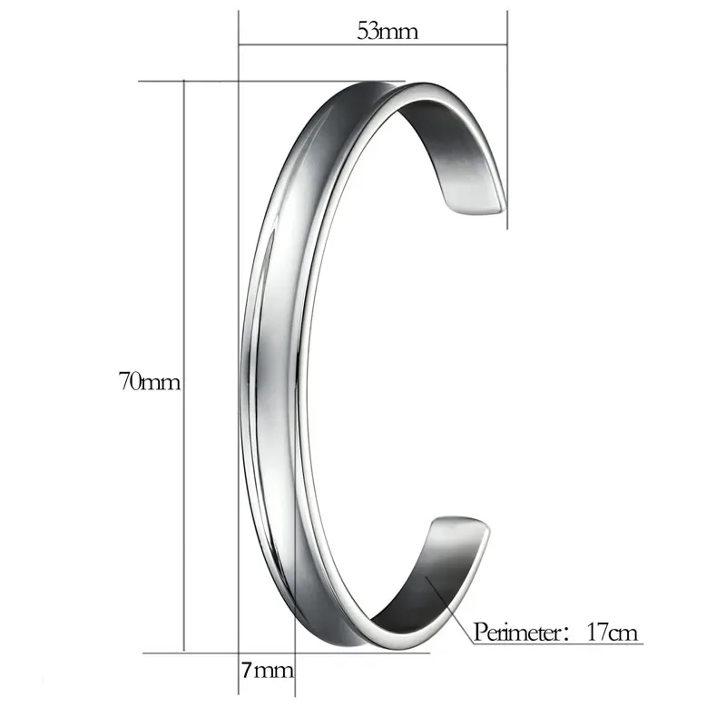 7mm Fashion Stainless Steel Opening Adjustable Bangles C-shaped Arc Groove Bracelet High End Couple Birthday Party Jewelry 3