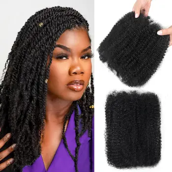 Human Braiding Hair for Boho Braids Afro Curl Human Hair Bulk for Braiding Wet and Wavy Brazilian Virgin Human Hair for Braiding 1