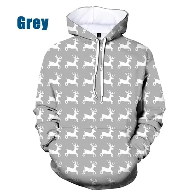 thumbnail image 1 of Sudadera con capucha con estampado de copos de nieve y renos de Feliz Navidad para hombres y mujeres, sudadera con capucha holgada de gran tamaño con estampado 3D para hombres, 1 of 5