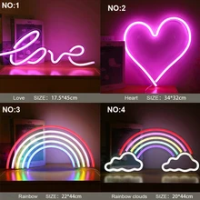 

BIG SIZE LED Neon Sign Heart Letter Fruit Horse Art Decorative Lights Plastic Wall Bedroom Lamp for Kids Room Party Night Light