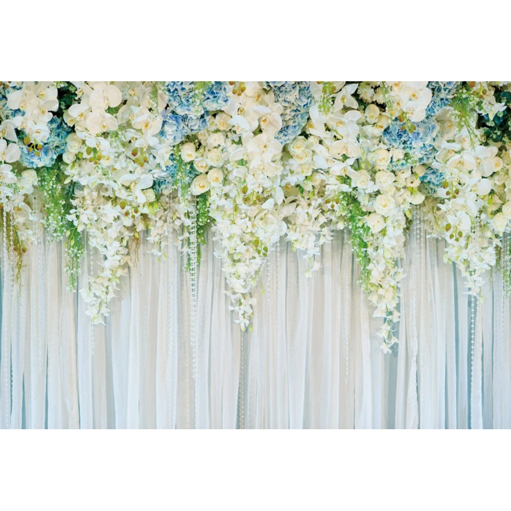 Wedding Flowers Backdrop Bridal Floral Wall White Green Rose Photography Background Romantic Ceremony Decor Party Photo Shoots photo backdrop photo wallpaper party decoration covers