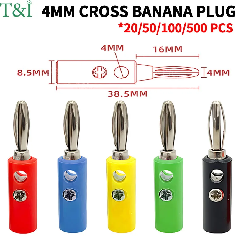 

20/50/500 PCS 4mm Banana Plug, Four Page Banana Shaped Terminal Block, Power Amplifier Terminal Block, Banana Test Plug Socket