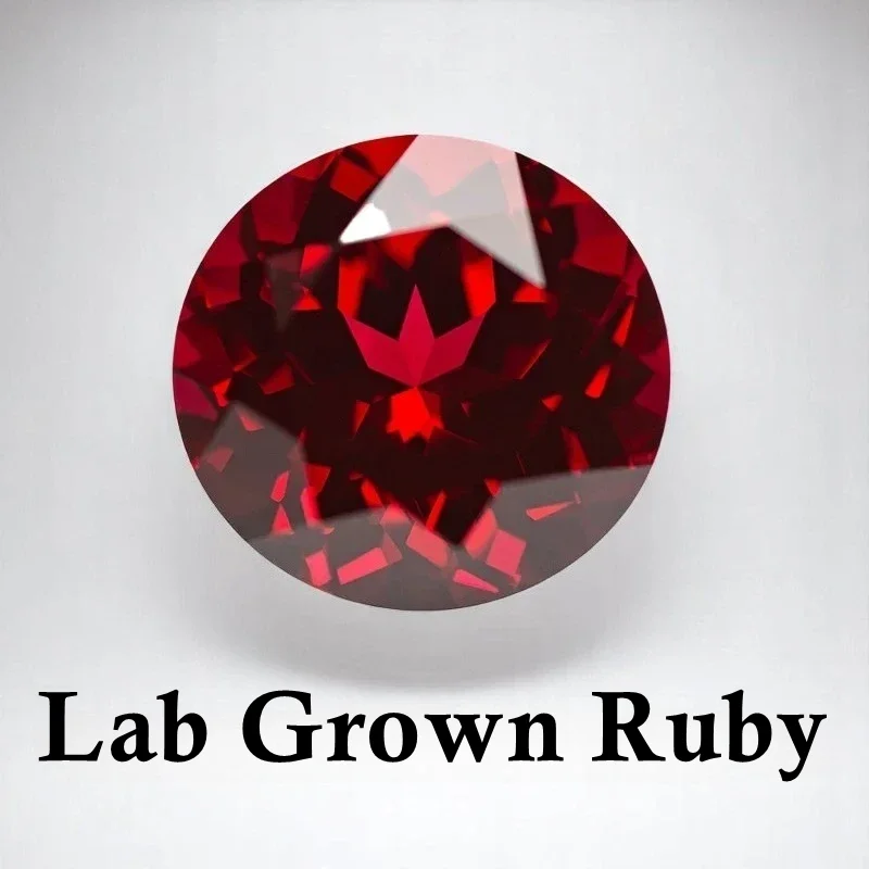 Top Runde Facettierte Taubenblut Lab Grown Rubin Lose Edelsteine Test Mohs Härte für die Schmuckherstellung Edelsteinsammlungsstein