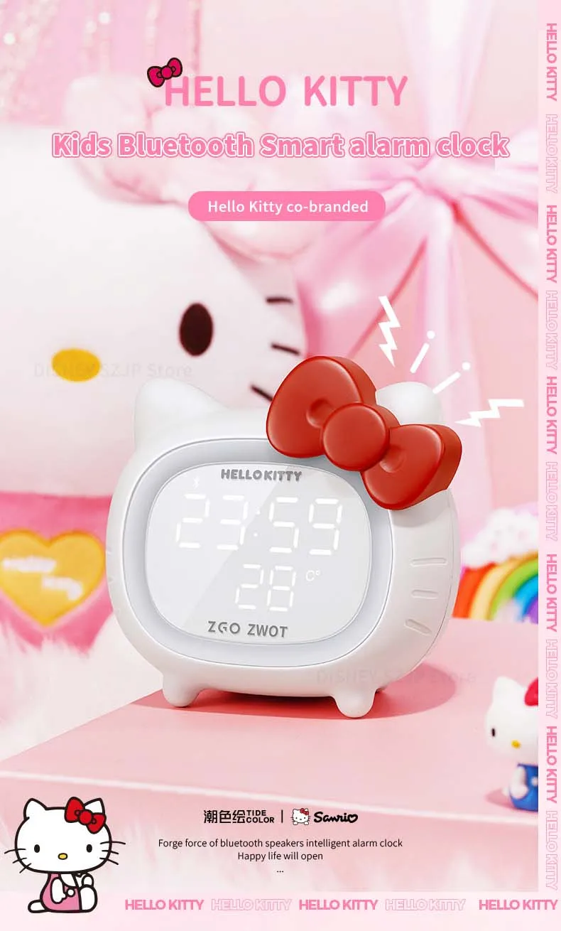 Description Picture 2 of itemSanrio ZGH-096 Bluetooth Speakers HelloKitty Kids Smart Alarm Clock LED Atmosphere Light Multi-Function KT Cat Speakers Gifts
