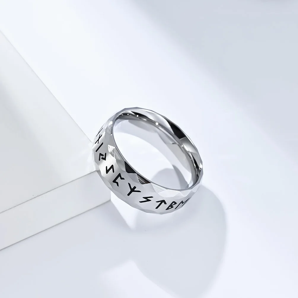 Vintage Odin Nordische Wikinger Amulett Rune Ringe für Männer Frauen 316L Edelstahl Worte Ring Hochzeit Schmuck Valentinstag Geschenke – Detail 3