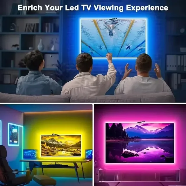 PC/TV LED rétro-éclairage RGBIC LED bande lumineuse avec capteur de sélection de couleur App contrôle synchronisation de la musique lumière RGB intelligente pour l'atmosphère de jeu 2