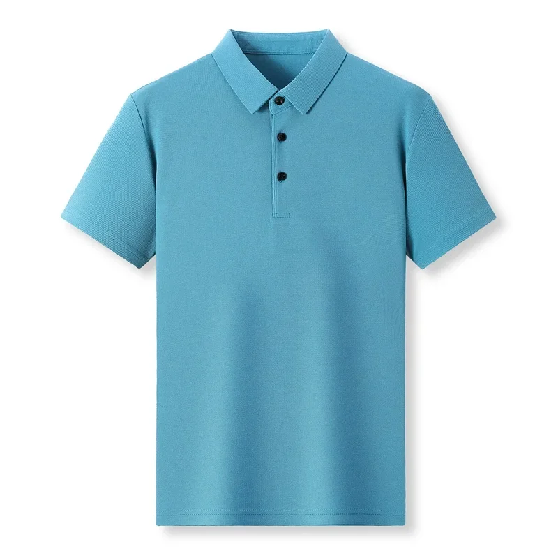 Polo a maniche corte in waffle casual da uomo nuova Top tinta unita alla moda - immagine 5