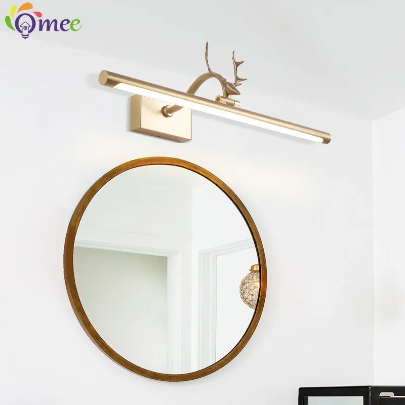 Led Wall Lamp 57cm AC85-265V Bathroom Mirror Light Indoor Wall Light Fixture Bronze Golden Picture Light Wall Sconce Makeup Lamp