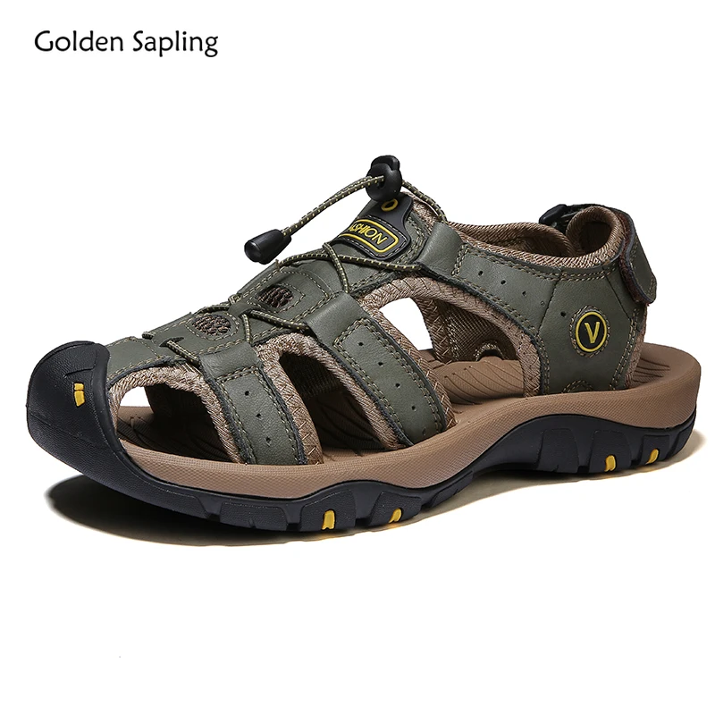 

Golden Sapling Men Sandals Fashion Leather Outdoor Shoes Breathable Summer Outdoor Shoe Leisure Men's Sandal Mountain Footwear