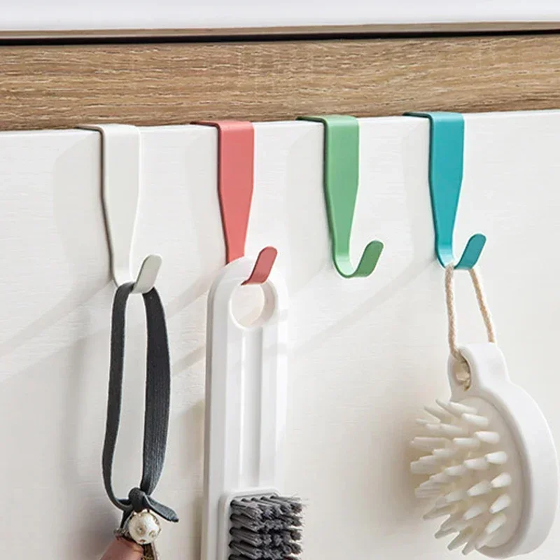 4PCS Cabinet Door Hook Colorful Kitchen Door Rear Hanger Drawer Office Table Key Bag Storage Hook Home Bathroom Accessories