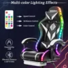 135 Degrees Gaming Chair RGB Light Office Chair Bluetooth Speaker Gamer Computer Chair Ergonomic Swivel 2 Point Massage Recliner 3