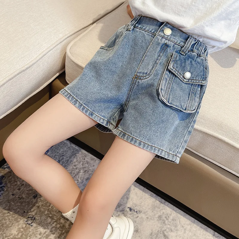 

New Summer Girls Fashion Children Clothing Kids Girl Short Elastic Waist Jeans Shorts Teenage Casual Clothes Shorts 4-14 Years